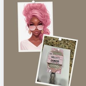 Pink and Gray Gel Grips Hairbrush